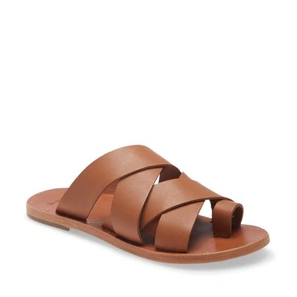 $330 BEEK WEAVER TOE LOOP SANDAL TAN LEATHER STRAPPY 5  (DA5) - Picture 1 of 5